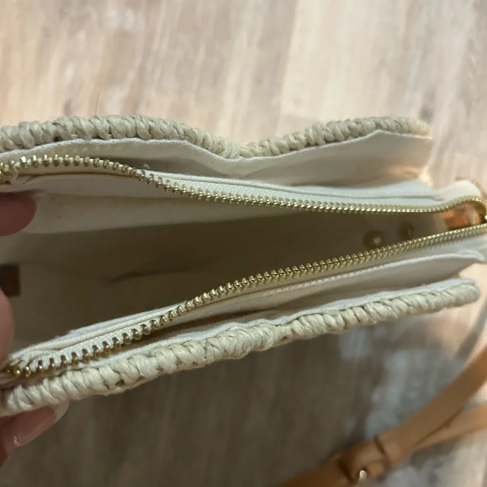 NWT Altar'd State Tan and Cream Woven Crossbody Bag